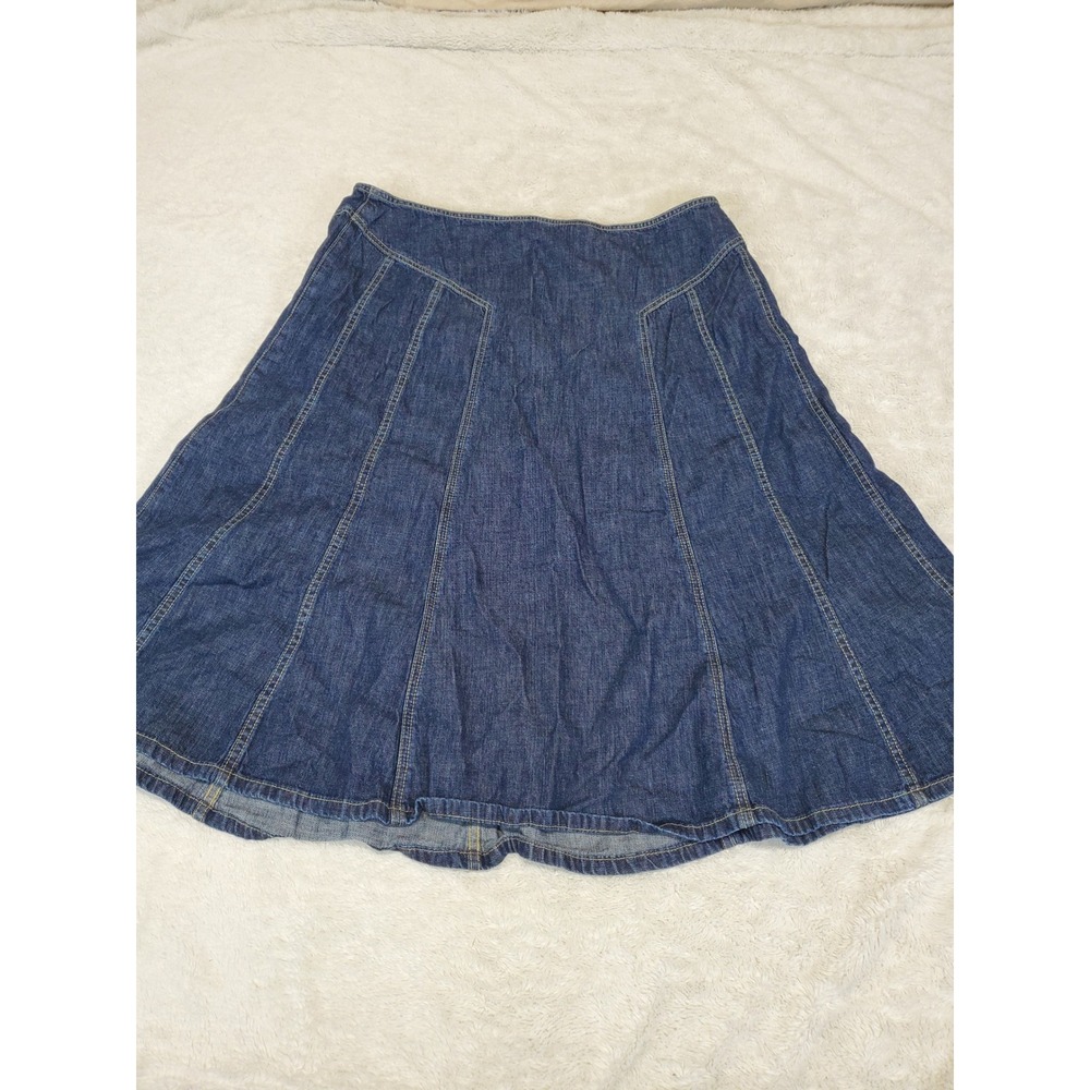Vintage Liz Claiborne Blue Denim Paneled Skirt 16 Boho Western Festival Cottage
